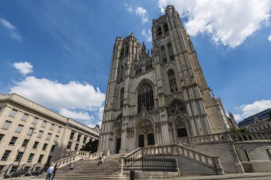 Cathedral St. Michael ve St. Gudula, Brüksel, Belçika Treurenberg Tepesi'nde Roma Katolik Kilisesi.