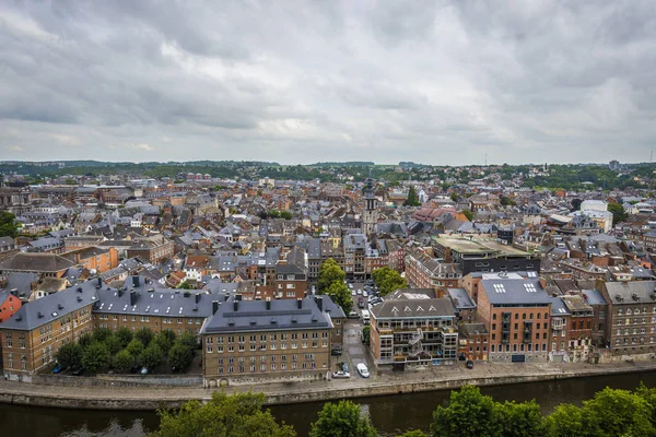 Namur Manzarası Valonya Bölgesinde Görülen Kalenin Üzerinden Olarak Güney Belçika — Stok fotoğraf