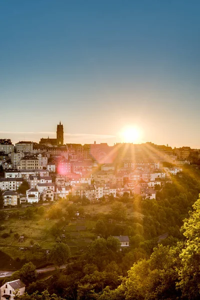 Západ Slunce Monastere Rodez Aveyron Oddělení Midi Pyreneje Francie — Stock fotografie