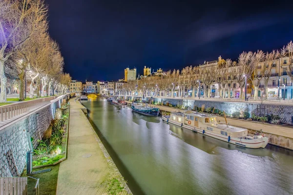 Canal Robine Passing City Narbonne Languedoc Roussillon Midi Pyrenees France — Stock Photo, Image