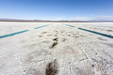 tuzlu su havuzu salinas grandes tuz daireler jujuy il, Kuzey Arjantin üzerinde.