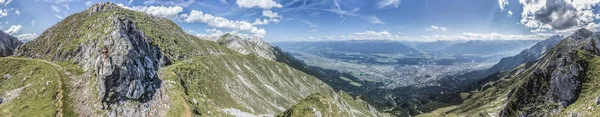 Dolinie Rzeki Inn Jak Widać Nordkette Górskich Narciarskich Tyrolu Nord — Zdjęcie stockowe
