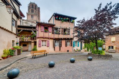 Medieval square in Albi, Tarn region, Midi Pyrenees, France clipart