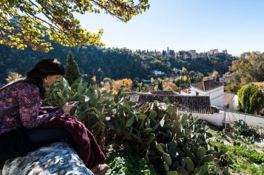Granada, İspanya - 29 Kasım 2015: Mario Maya Viewpoint Sacromonte Mahallesi Granada, İspanya