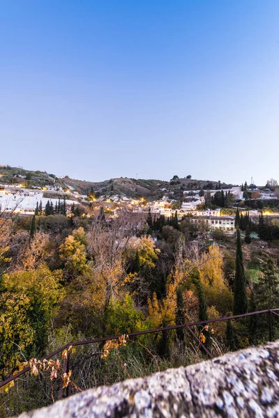 Sacromonte Widok Wschód Drogi Avellano Mieście Granada Andaluzja Południowa Hiszpania — Zdjęcie stockowe