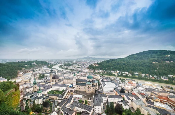 Salzburg Skyline Sett Från Fästningen Hohensalzburg Slott Österrike — Stockfoto