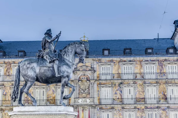 Filips Iii op de Plaza Mayor in Madrid, Spanje. — Stockfoto