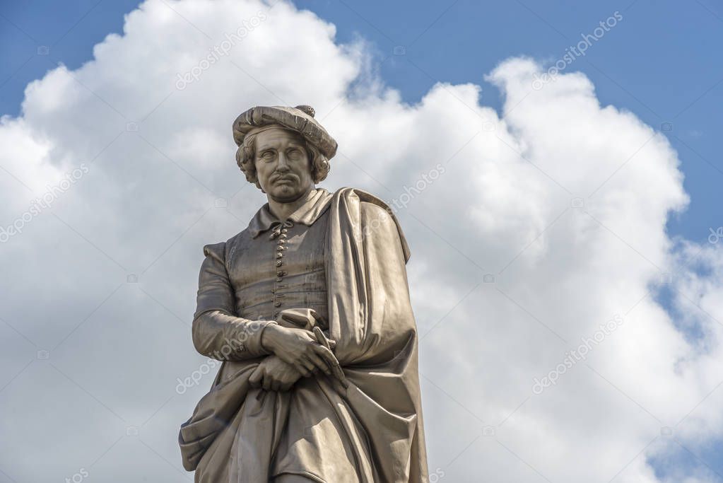 Rembrandt statue in Amsterdam, Netherlands