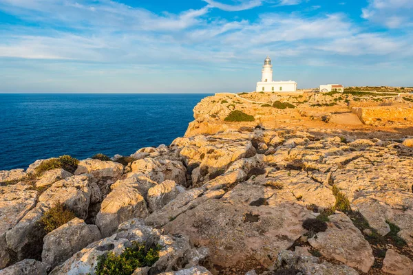 Minorca Adası Kuzey Kıyısında Cavalleria Deniz Feneri Nde Gün Batımı — Stok fotoğraf