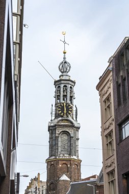 Munttoren Kulesi Amsterdam, Hollanda.