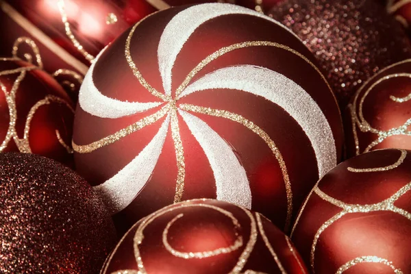 Sluiten Van Verschillende Kerstglazen Kerstballen — Stockfoto