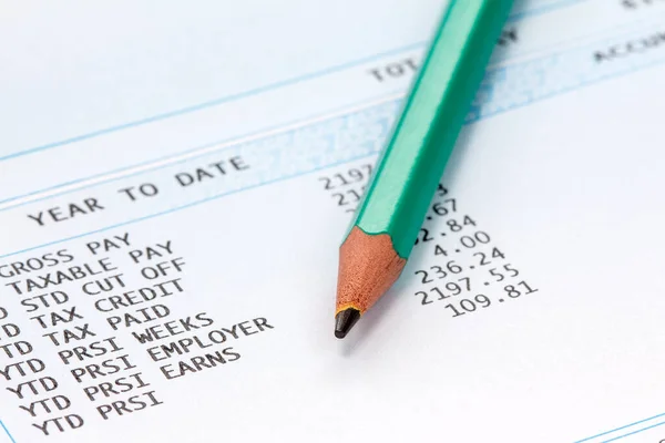 Ołówek Liście Płac Koncepcja Rachunkowości Finansowej — Zdjęcie stockowe