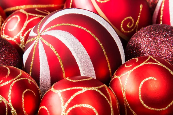 Sluiten Van Rood Kerstglas Kerstballen — Stockfoto