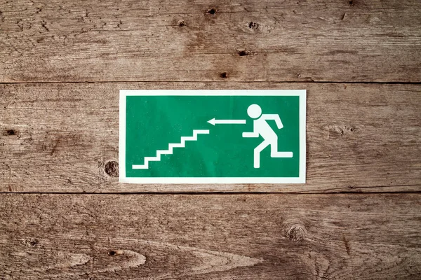 Green White Label Indicates Direction Exit — Stock Photo, Image