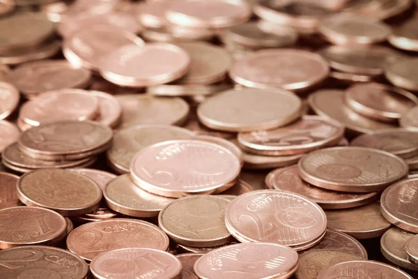 Cents Euro Copper Coins Selective Focus — Stock Photo, Image