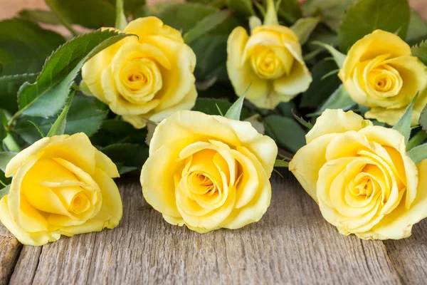 Gyönyörű Sárga Rózsák Feküdt Háttér — Stock Fotó