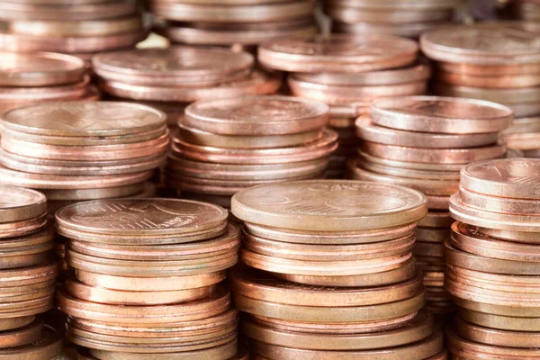 Close Copper Coins Stacks — Stock Photo, Image