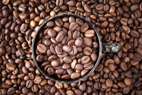 Kopje Koffie Koffie Bonen Achtergrond — Stockfoto