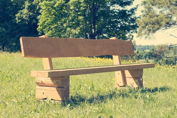 Empty Wooden Bench Park Nice Place Resting — Stock Photo, Image