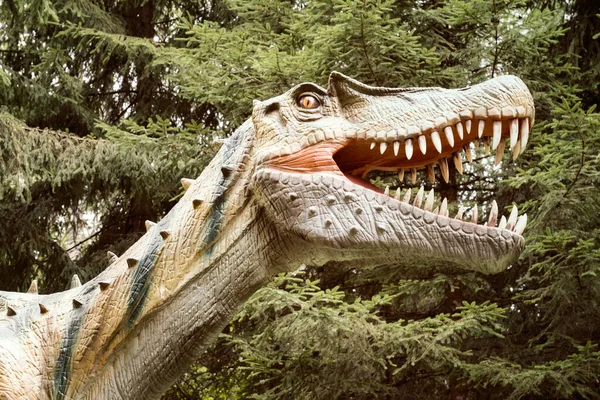 Primer Plano Cabeza Dinosaurio Con Boca Abierta — Foto de Stock