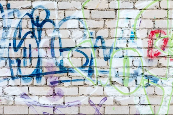Ιστορικό Γκράφιτι Στον Τοίχο Από Τούβλα — Φωτογραφία Αρχείου