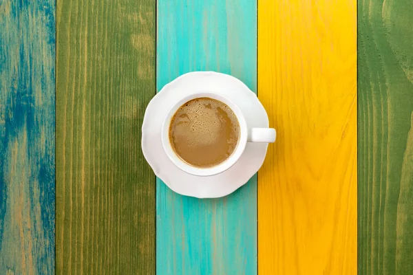 Cup Cappuccino Color Table Background Top View — Stock Photo, Image