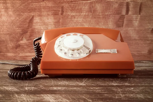 Old Vintage Classic Telephone Wooden Table — Stock Photo, Image