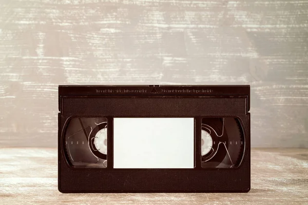 Cassette Vidéo Avec Étiquette Vierge Pour Espace Copie — Photo