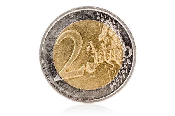 Europäische Zwei Euro Münze Isoliert Auf Weißem Hintergrund — Stockfoto