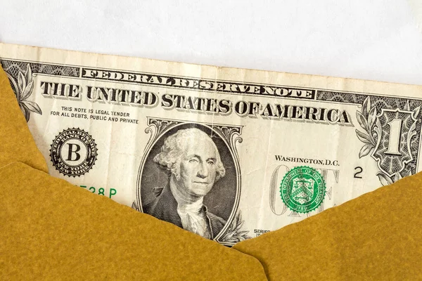 Dolar Otevřené Hnědé Papírové Obálce — Stock fotografie