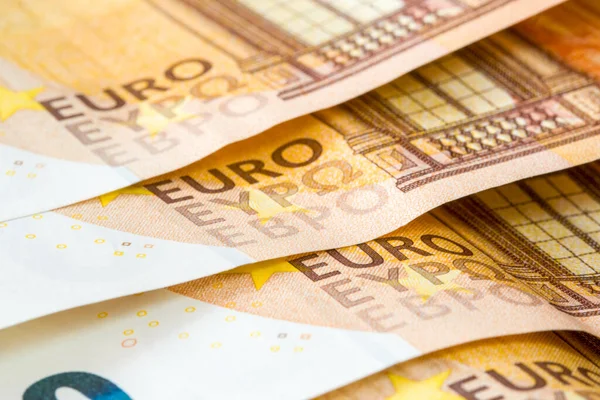 Κοντινό Πλάνο Τραπεζογραμματίων Ευρώ Επιλεκτική Εστίαση Ρηχή Dof — Φωτογραφία Αρχείου