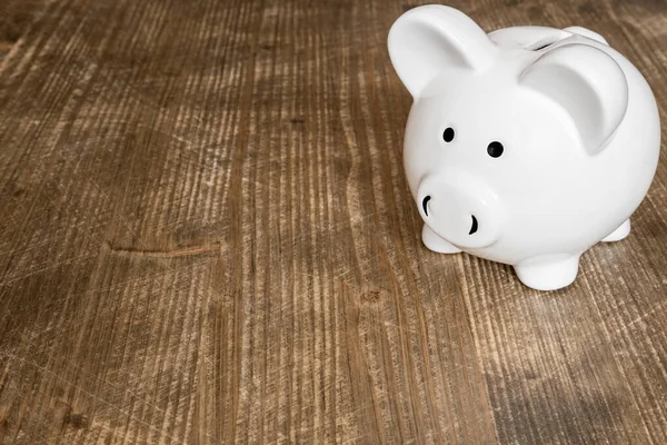 Piggy Bank Wood Table Business Finance Concep — Stock Photo, Image