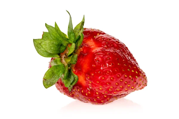 Non Ideal Organic Strawberry Isolated White Background — Stock Photo, Image