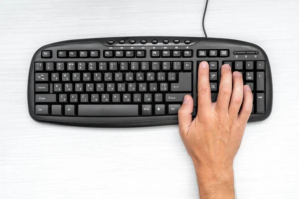 Businessman Working Computer Keyboard Top View — Stock Photo, Image