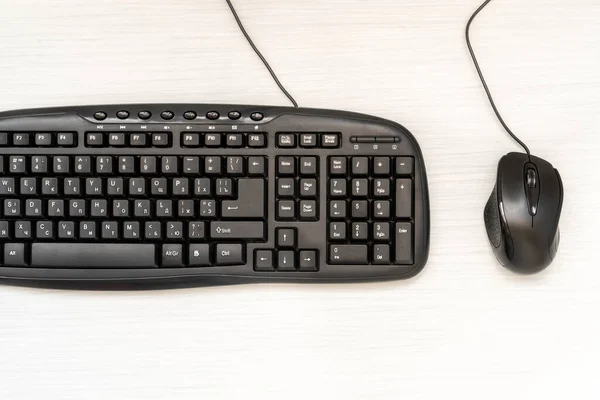 Schwarze Computermaus Und Tastatur Draufsicht — Stockfoto