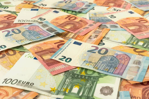 Verstreute Euro Banknoten Währung Der Europäischen Union — Stockfoto