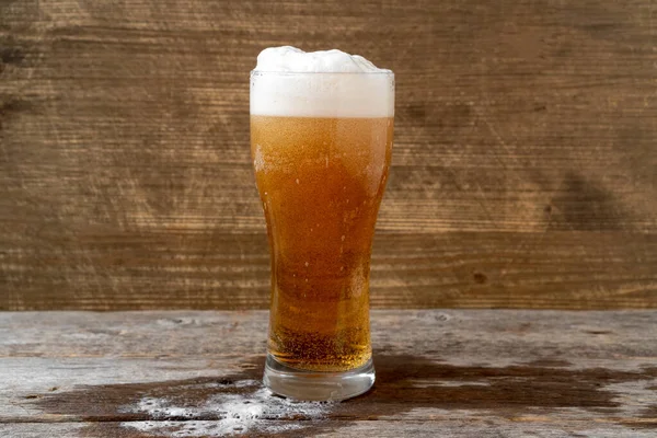 Cerveja Lager Com Espuma Branca Bolhas Caneca Vidro — Fotografia de Stock