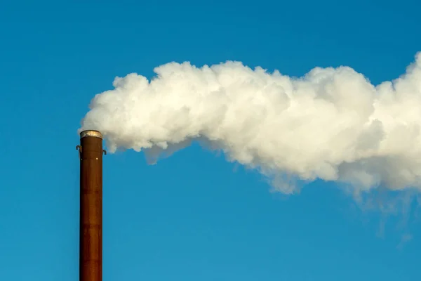 Smoke Comes Rusty Pipe Climate Changing Pollution Concept — Stock Photo, Image