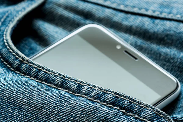 Smartphone Black Screen Jeans Pocket — Stock Photo, Image