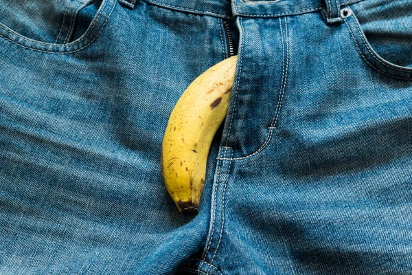 Banana Sticking Out Men Jeans Banana Out Mens Jeans Mens — Stockfoto