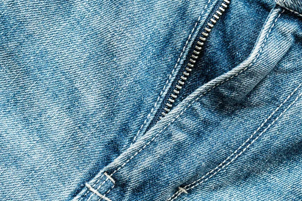 Vista Cerca Cremallera Azul Jeans Copiar Espacio — Foto de Stock