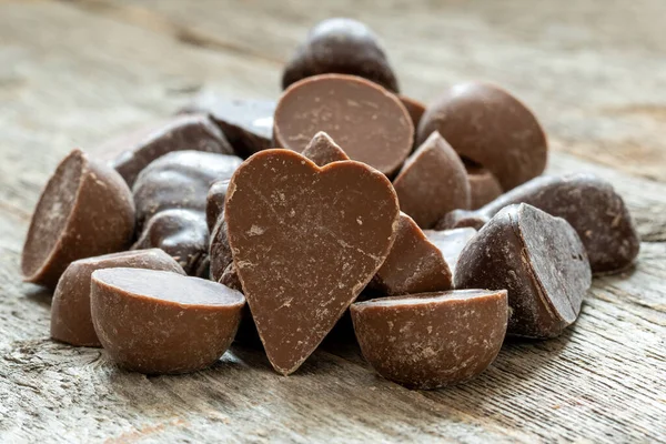 Mucchio Cioccolato Gourmet Forma Cuore Caramelle San Valentino — Foto Stock