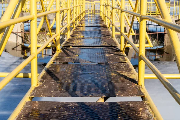 Metal Footbridge Spilway Small Dam — Stock Photo, Image