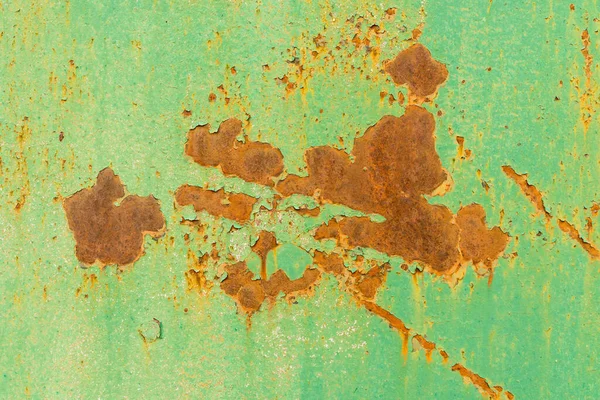 Paslı Metalik Yüzeydeki Çatlak Yeşil Boya — Stok fotoğraf