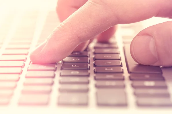 Single Finger Press Button Laptop Keyboard Filtered Image — Stock Photo, Image