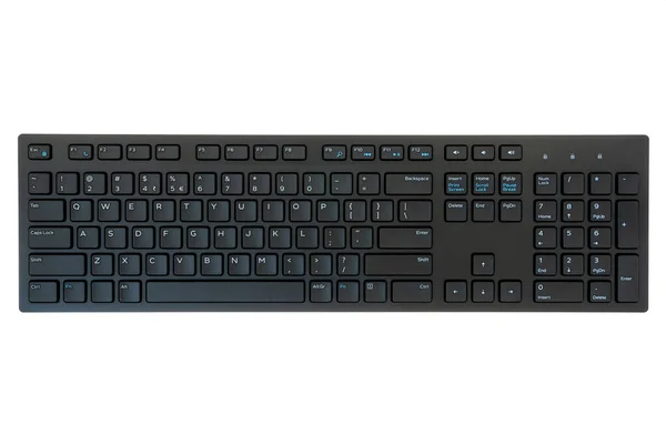 Teclado Querty Computador Preto Isolado Sobre Fundo Branco — Fotografia de Stock