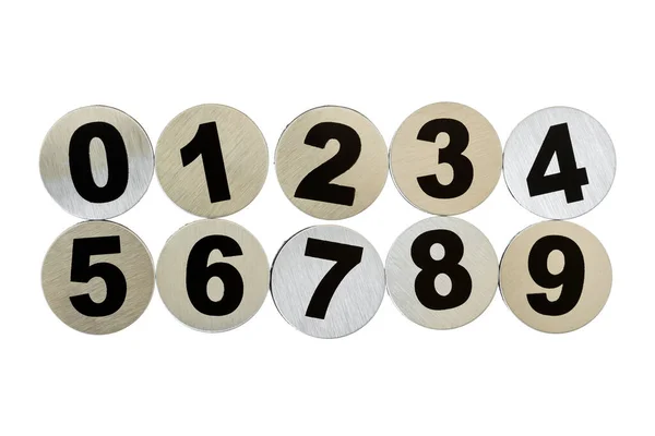 Set Metal Numbers Isolated White Background — Stock Photo, Image