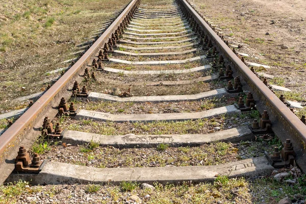 Nahaufnahme Des Leeren Bahngleises — Stockfoto