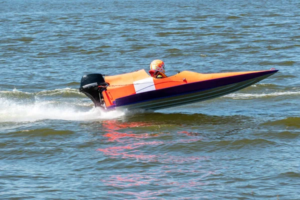 Motorboot Snelle Actie Race Het Meer — Stockfoto