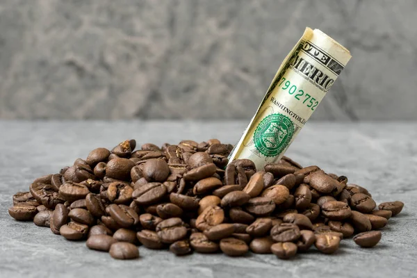Usa Coffee Market Roasted Coffee Beans Usd Currency — Stock Photo, Image